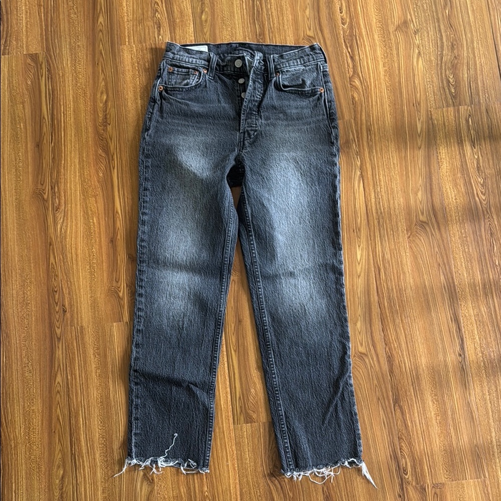Distressed Black Denim Jeans